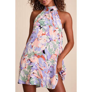 Lulus Tied Back To You Lavender Multi Floral Print Mini Shift Dress Purple